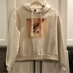 Ariana Grande 2018 Sweetener Tour White Cropped Hoodie Sweatshirt Women’s Size M
